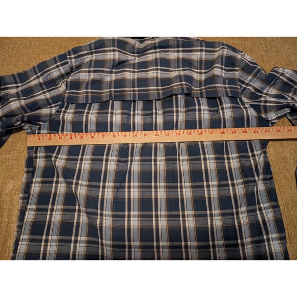 Timberland Men's Size Med Blue Plaid Long Sleeve Button Up Turbo Dry - Picture 6 of 6